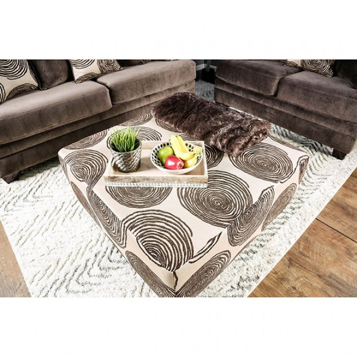 Furniture of America Bonaventura Brown/Pattern Transitional Ottoman Model SM5142BR-OT