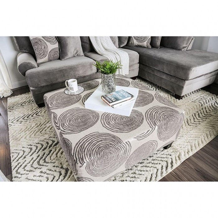 Furniture of America Bonaventura Gray/Pattern Transitional Ottoman Model SM5142GY-OT