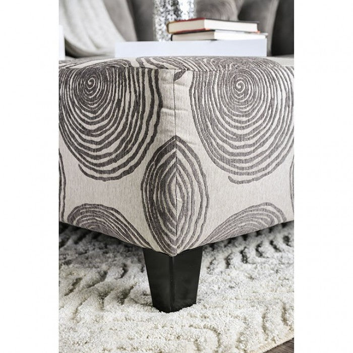 Furniture of America Bonaventura Gray/Pattern Transitional Ottoman Model SM5142GY-OT