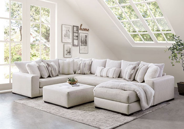 Furniture of America Warrenton Ivory Transitional Ottoman Model SM5170-OT