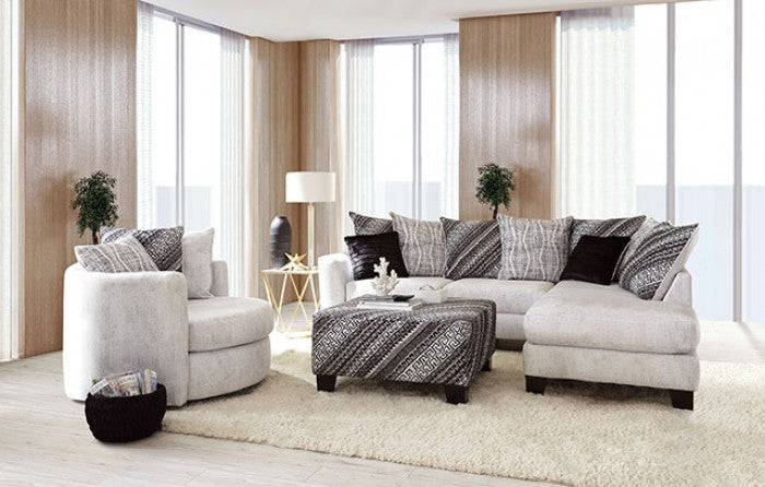 Furniture of America Eimear Off-white/Black Transitional Ottoman Model SM5173-OT
