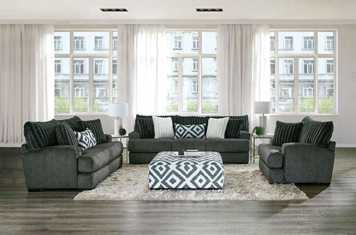 Furniture of America Loughton Gun Metal/Ivory Transitional Ottoman Model SM5195-OT