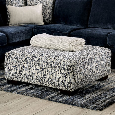 Furniture of America Darlington Ivory/Navy Contemporary Ottoman Model SM5412-OT