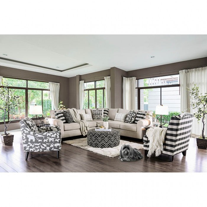 Furniture of America Patricia Black/Pattern Contemporary Ottoman Model SM8171-OT