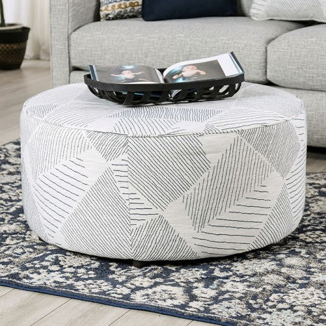 Furniture of America Chancery Gray/Navy Transitional Ottoman Model SM8194-OT
