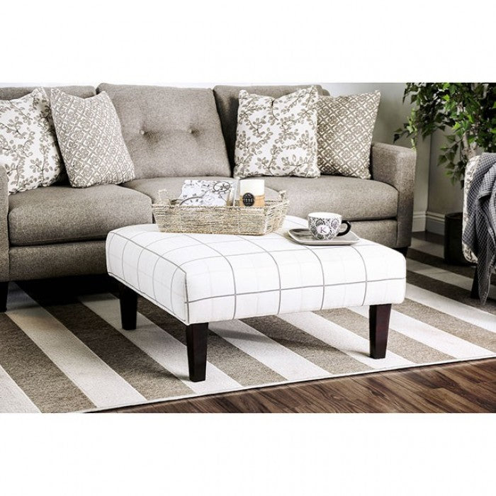 Furniture of America Dorset Ivory/Pattern Transitional Ottoman Model SM8564-OT