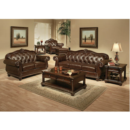 ACME Anondale Espresso Top Grain Leather Match & Cherry Loveseat Model 15031