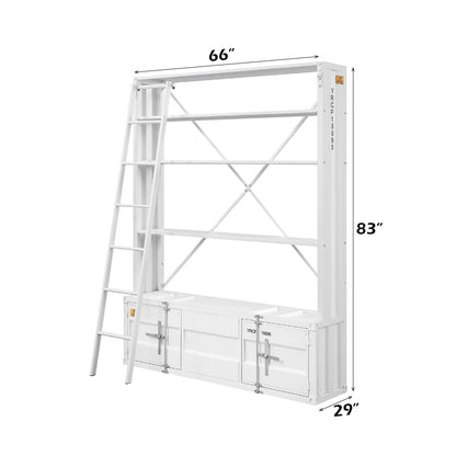 ACME Cargo White Bookcase with Ladder Model 39882
