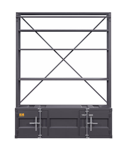 ACME Cargo Gunmetal Bookcase with Ladder Model 39887