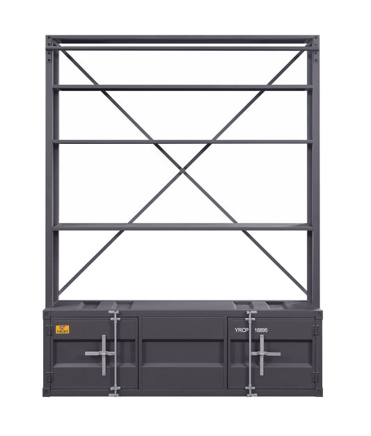 ACME Cargo Gunmetal Bookcase with Ladder Model 39887