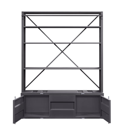 ACME Cargo Gunmetal Bookcase with Ladder Model 39887