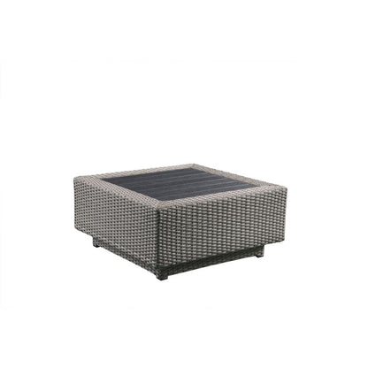 ACME Salena Beige Fabric & Gray Wicker Patio Sectional Sofa with 4 Pillows & Coffee Table Model 45020