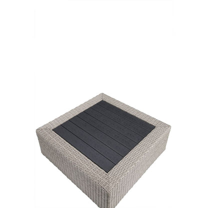 ACME Salena Beige Fabric & Gray Wicker Patio Sectional Sofa with 4 Pillows & Coffee Table Model 45020