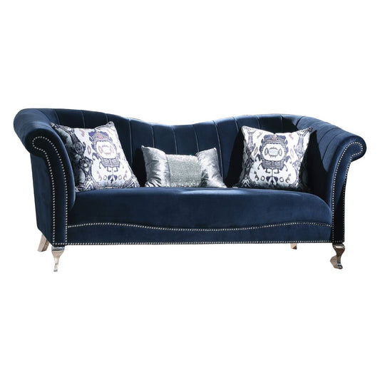 ACME Jaborosa Blue Velvet Sofa with 3 Pillows Model 50345
