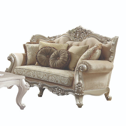 ACME Bently Fabric & Champagne Loveseat with 5 Pillows(Same LV01580) Model 50661