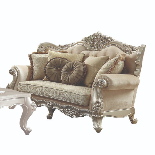 ACME Bently Fabric & Champagne Loveseat with 5 Pillows(Same LV01580) Model 50661