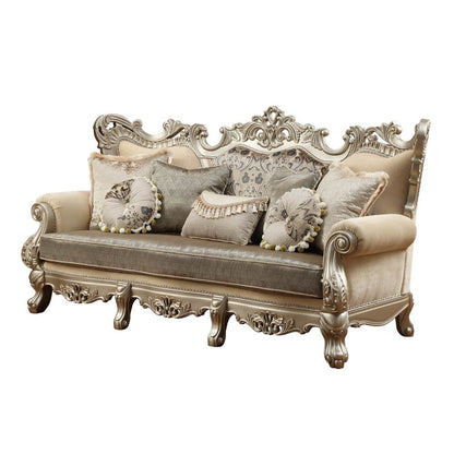 ACME Ranita Fabric & Champagne Sofa with 7 Pillows Model 51040