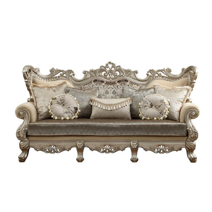 ACME Ranita Fabric & Champagne Sofa with 7 Pillows Model 51040