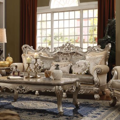 ACME Ranita Fabric & Champagne Sofa with 7 Pillows Model 51040
