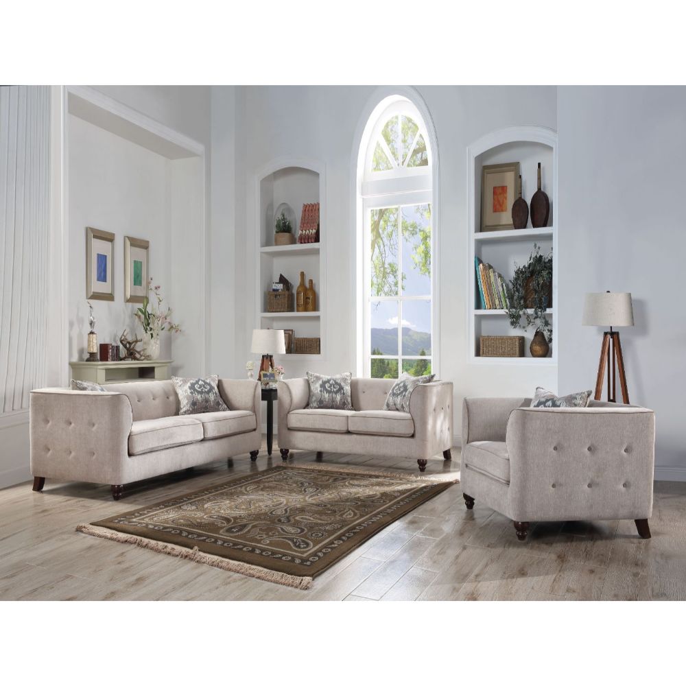 ACME Cyndi Tan Velvet Sofa with 2 Pillows Model 52055