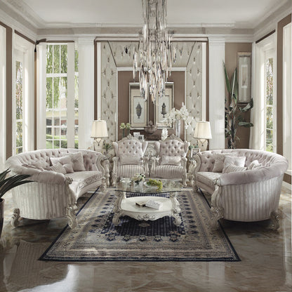 ACME Versailles Ivory Fabric & Bone White Sofa with 5 Pillows Model 52085