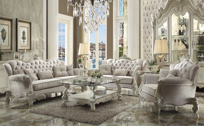 ACME Versailles Ivory Fabric & Bone White Sofa with 5 Pillows Model 52105