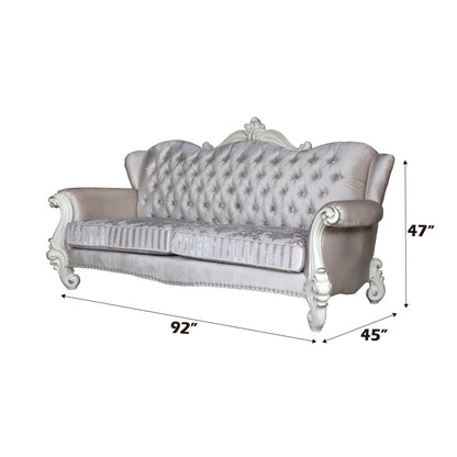 ACME Versailles Ivory Fabric & Bone White Sofa with 5 Pillows Model 52105