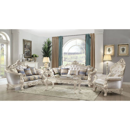 ACME Gorsedd Fabric & Golden Ivory Loveseat with 4 Pillows Model 52441