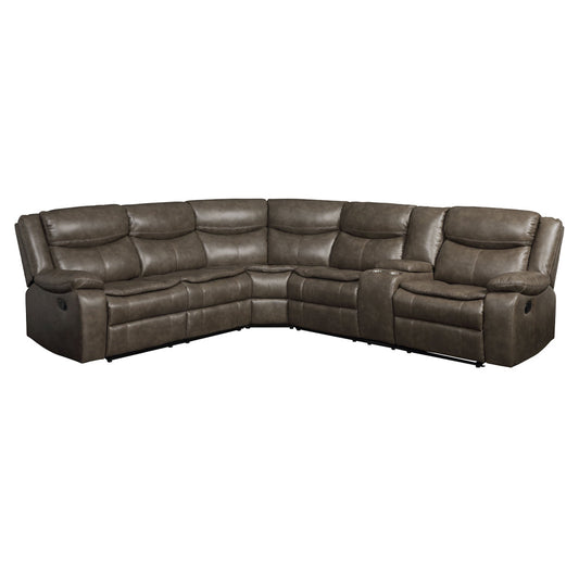 ACME Tavin Taupe Leather Aire Match Motion Sectional Sofa Model 52540