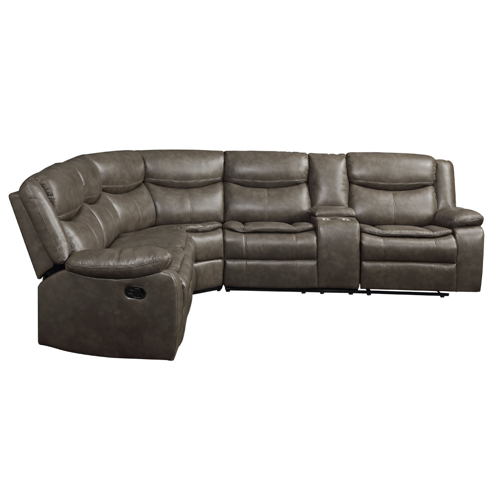 ACME Tavin Taupe Leather Aire Match Motion Sectional Sofa Model 52540
