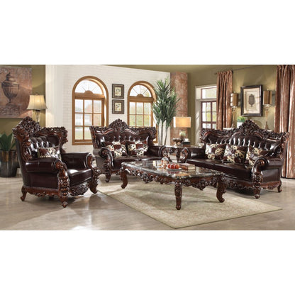 ACME Forsythia Espresso Top Grain Leather Match & Walnut Sofa Model 53070