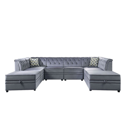 ACME Bois II Gray Velvet Modular Armless Chair Model 53305