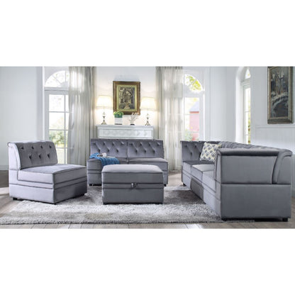 ACME Bois II Gray Velvet Modular Armless Chair Model 53305