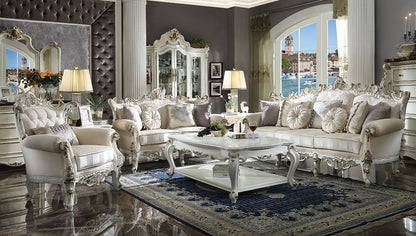 ACME Picardy II Fabric & Antique Pearl Sofa with 7 Pillows Model 53460
