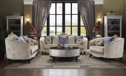 ACME Sheridan Cream Fabric Loveseat with 5 Pillows Model 53946