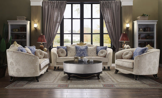 ACME Sheridan Cream Fabric Loveseat with 5 Pillows Model 53946