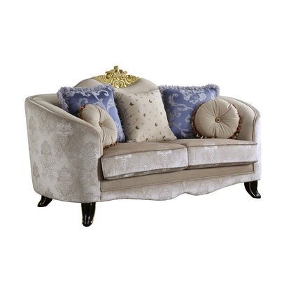 ACME Sheridan Cream Fabric Loveseat with 5 Pillows Model 53946
