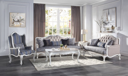 ACME Ciddrenar Fabric & White Loveseat with 3 Pillows Model 54311