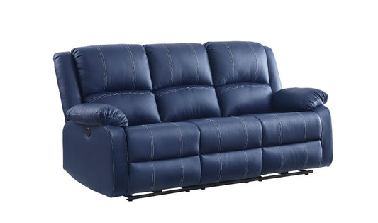ACME Zuriel Blue Synthetic Leather Power Motion Sofa with USB Port Model 54615