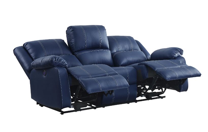 ACME Zuriel Blue Synthetic Leather Power Motion Sofa with USB Port Model 54615