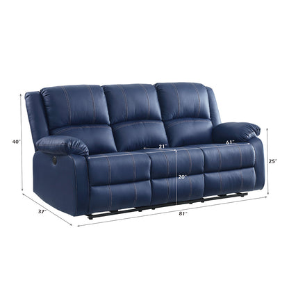 ACME Zuriel Blue Synthetic Leather Power Motion Sofa with USB Port Model 54615