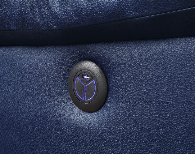 ACME Zuriel Blue Synthetic Leather Power Motion Sofa with USB Port Model 54615