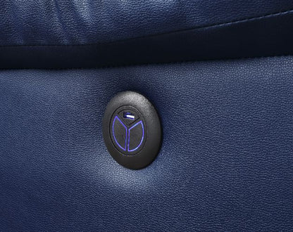 ACME Zuriel Blue Synthetic Leather Power Motion Sofa with USB Port Model 54615