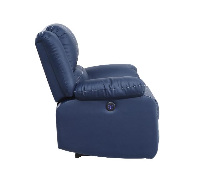 ACME Zuriel Blue Synthetic Leather Power Motion Sofa with USB Port Model 54615