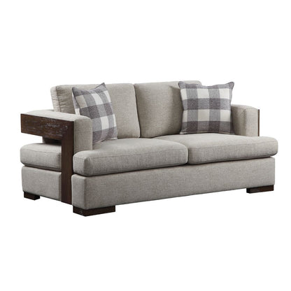 ACME Niamey Fabric & Walnut Loveseat with 2 Pillows Model 54851