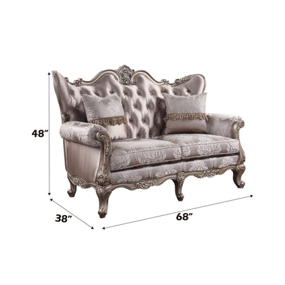 ACME Jayceon Fabric & Champagne Loveseat with 2 Pillows Model 54866