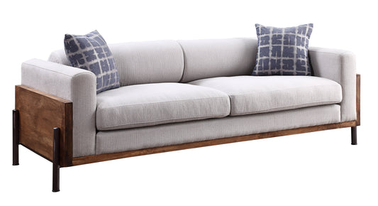 ACME Pelton Fabric & Walnut Sofa with 2 Pillows Model 54890