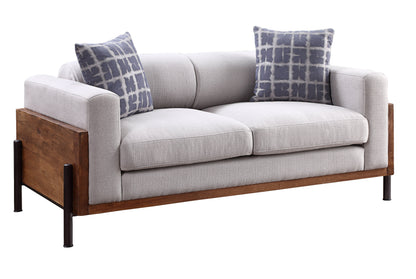 ACME Pelton Fabric & Walnut Loveseat with 2 Pillows Model 54891