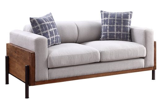 ACME Pelton Fabric & Walnut Loveseat with 2 Pillows Model 54891