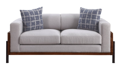 ACME Pelton Fabric & Walnut Loveseat with 2 Pillows Model 54891